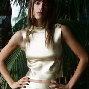 ZARA METALLIC MOCK NECK TOP